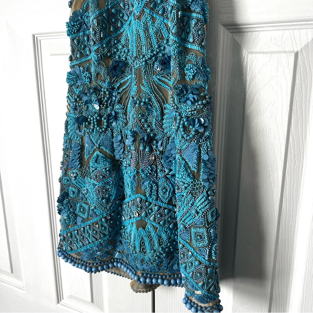 Cult Gaia Evangeline Beaded Jeweled Mini Dress in blue Size 00 $2998 - Picture 5 of 15